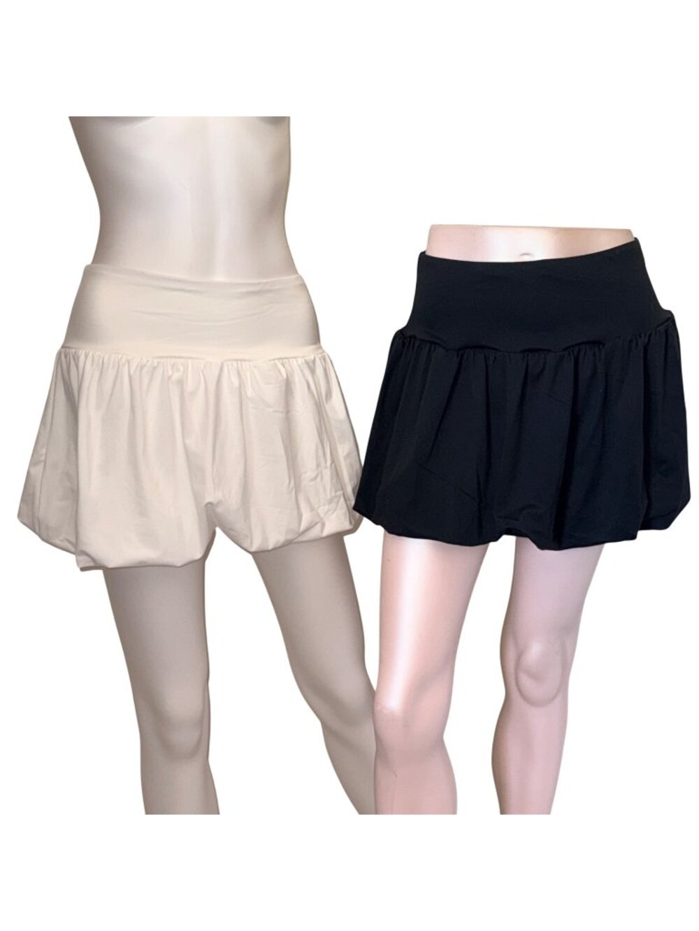 Bubble Mini Skirt Womens XL Black White 2-Pack High Waist Flowy Casual NWOT